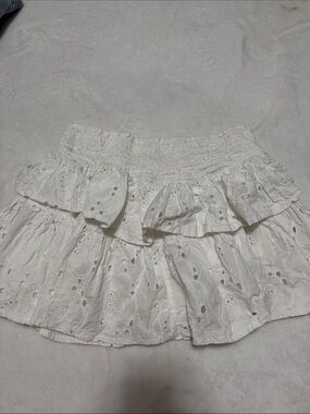 Altar'd State White Eyelet Tiered Mini Skirt